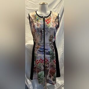 Waterfall Floral Scenic Print Dress